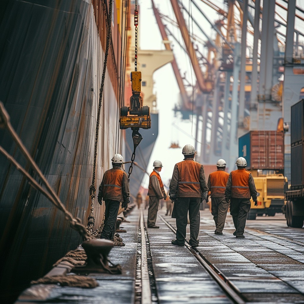 Marine workers on an offshore platform